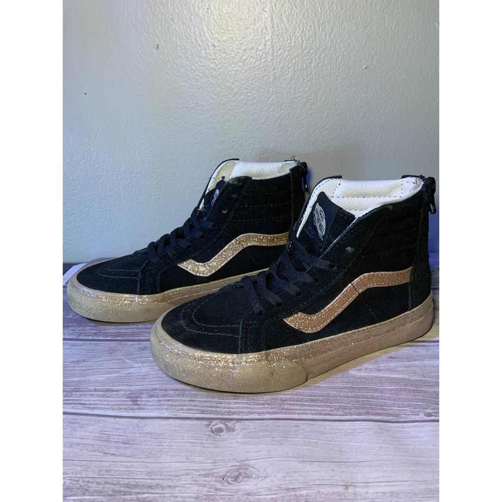 Vans Off The Wall SK8-Hi Zip Up‎ Sneakers Girls 1 Youth Glitter Sparkle Shoes